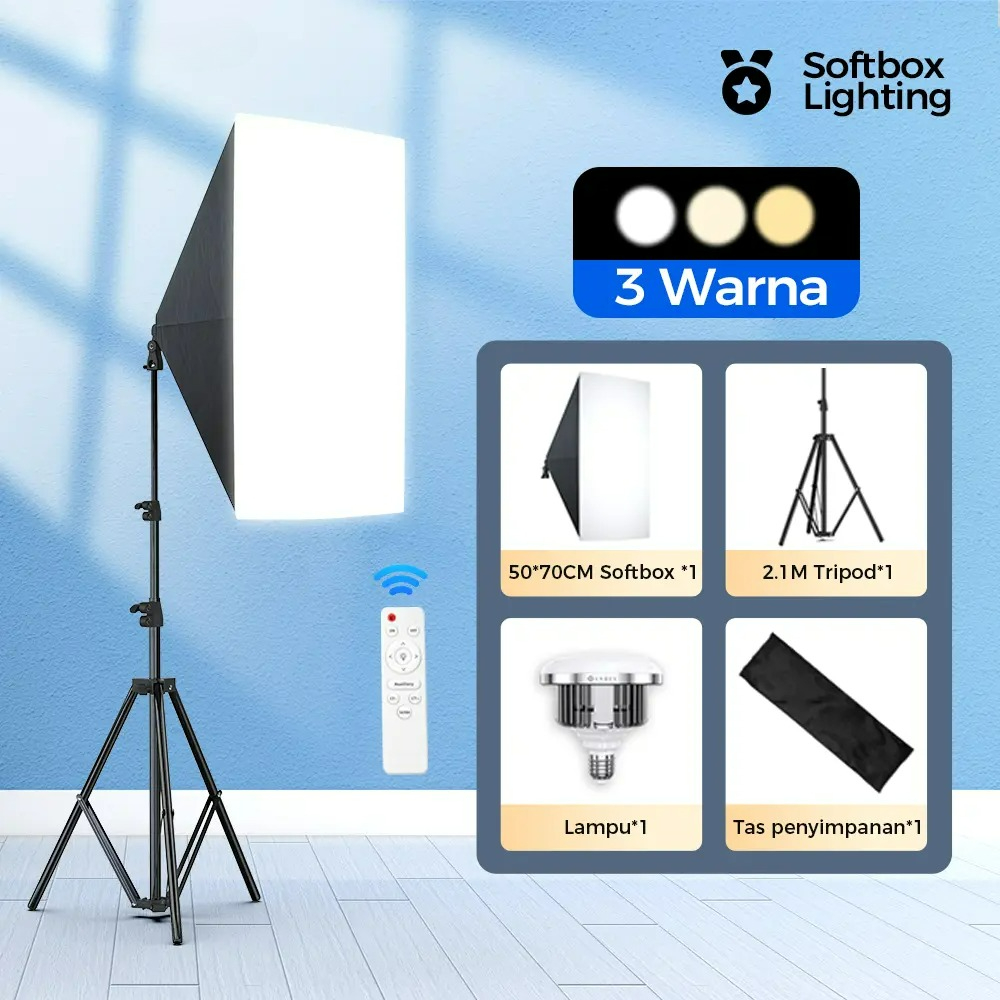 Voice Control Light Bulb - ซอฟต์บ็อกซ์ขนาด 50x70 ซม. พร้อมหลอดไฟ 85W/155W ชุดไฟสตูดิโอถ่ายภาพ