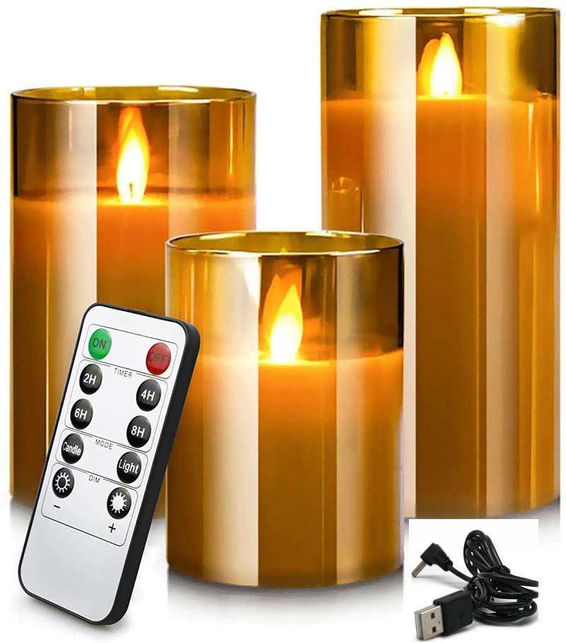Voice Control Light Bulb - ชุดเทียน LED ไร้เปลวไฟแบบแท่ง ชาร์จด้วย USB พร้อมไส้เทียนเคลื่อนไหวได้