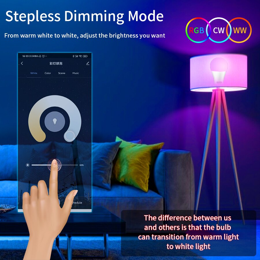 หลอดไฟ LED อัจฉริยะ E27 WiFi R - Voice Control Light Bulb บทวิจารณ์และราคา