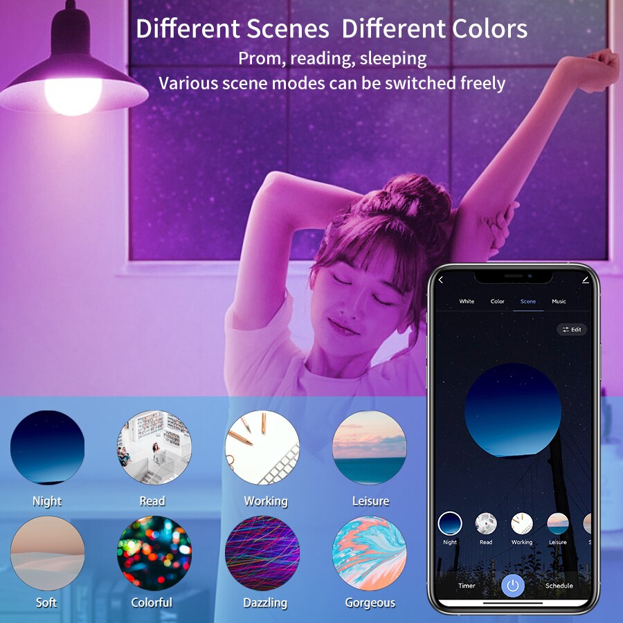 หลอดไฟ LED อัจฉริยะ E27 WiFi R - Voice Control Light Bulb บทวิจารณ์และราคา